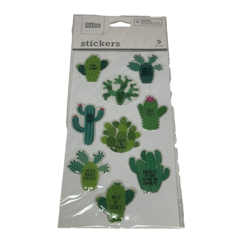OFFICE DEPOT 9 stickers CACTUS‎